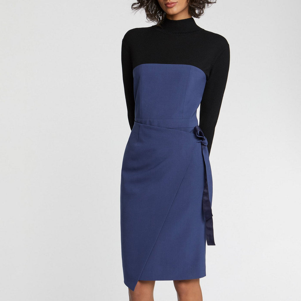 Vestido - Azul Petróleo y Negro - Mujer