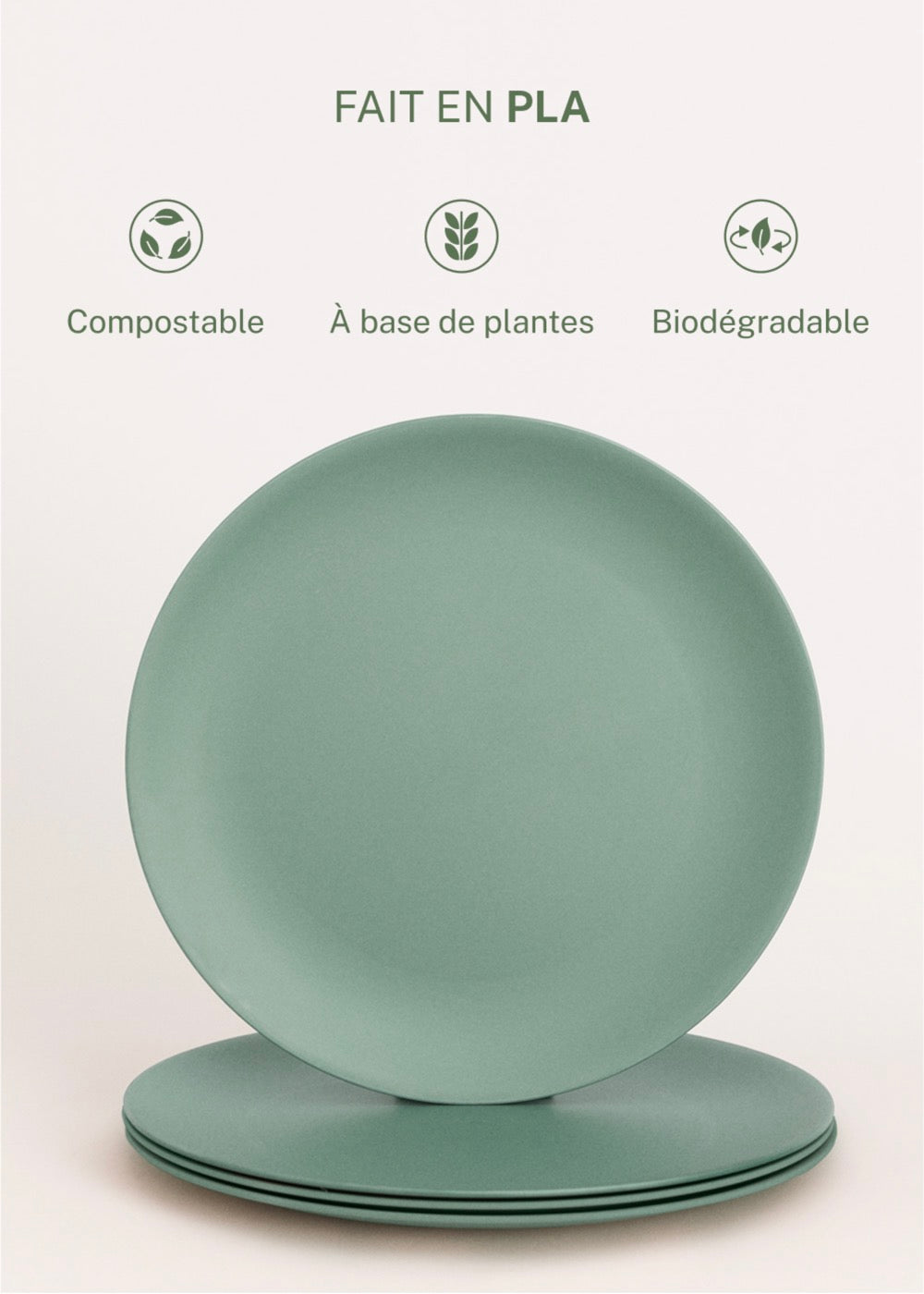 Kitchenware Outdoor Eco - Service De 4 Assiettes Pour Extérieur - Vert Sauge