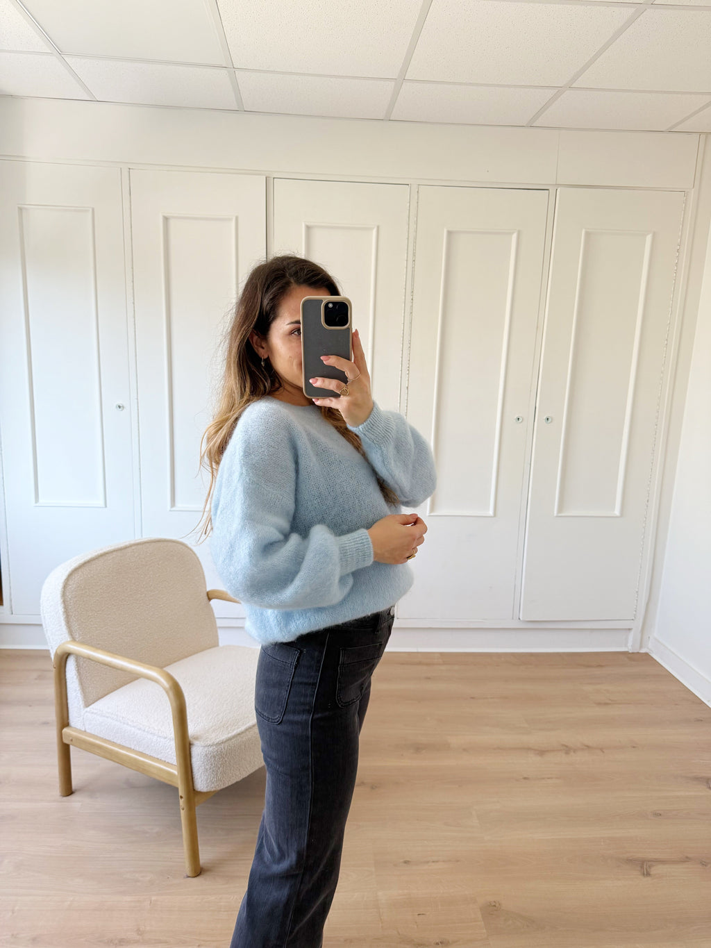Gaia ice blue mohair and wool knit