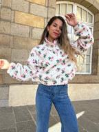 Veste moumoute fleurie Lisa