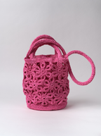 Pink Raffia Flower Bag