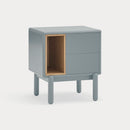 Corvo - Table De Chevet - Gris Perle & Chêne