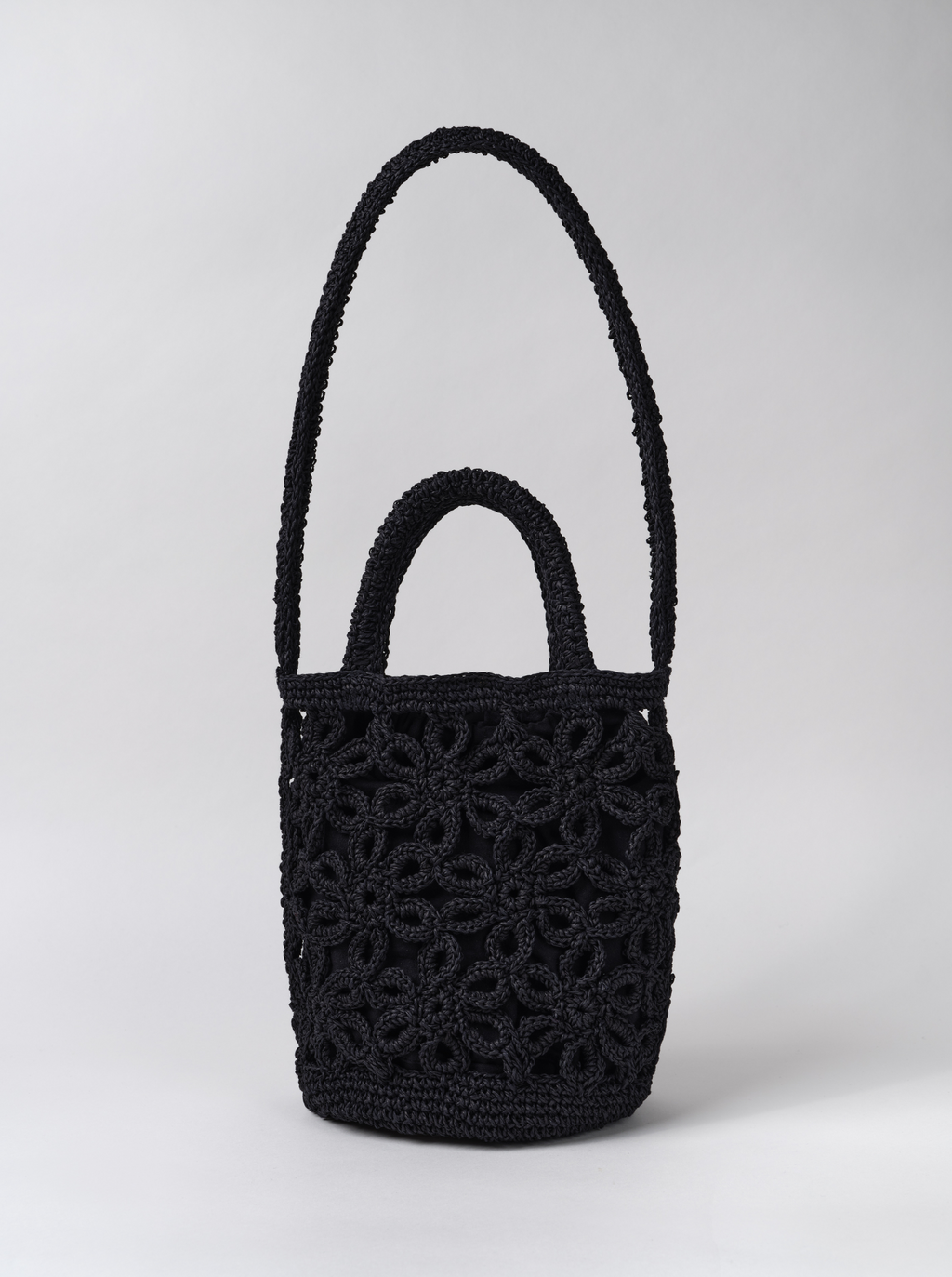 Sac Black Raphia Flower