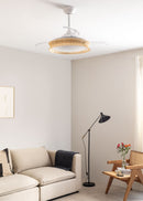 Wind Clear Rattan M - Silent Ceiling Fan with Retractable Blades and LED Lighting - With Wifi - Knot