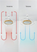 Wind Clear Rattan M - Silent Ceiling Fan with Retractable Blades and LED Lighting - Knot