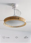 Wind Clear Rattan M - Silent Ceiling Fan with Retractable Blades and LED Lighting - Knot