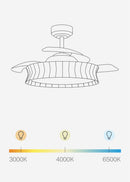 Wind Clear Rattan M - Silent Ceiling Fan with Retractable Blades and LED Lighting - Knot