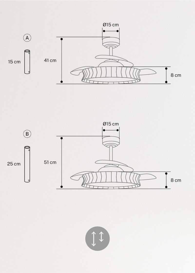 Wind Clear Rattan M - Silent Ceiling Fan with Retractable Blades and LED Lighting - Knot