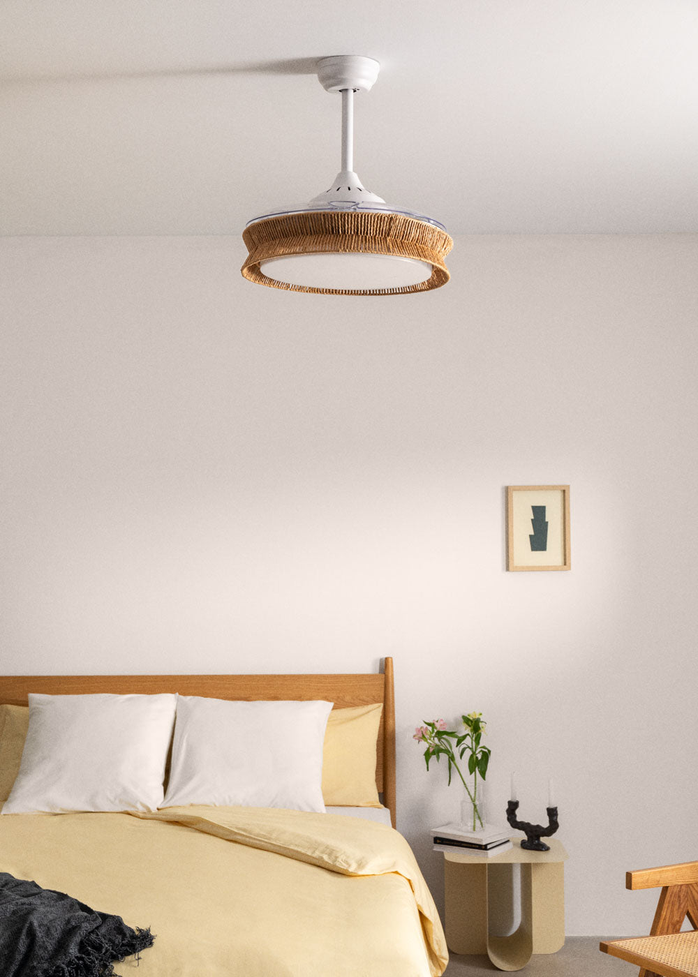 Wind Clear Rattan M - Ventilador De Techo Silencioso Aspas Retráctiles Con Iluminación LED - Con Wifi - Trenzado