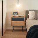 Yoko - Table De Chevet - Gris Anthracite & Chêne