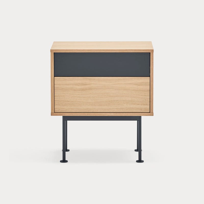 Yoko - Table De Chevet - Gris Anthracite & Chêne