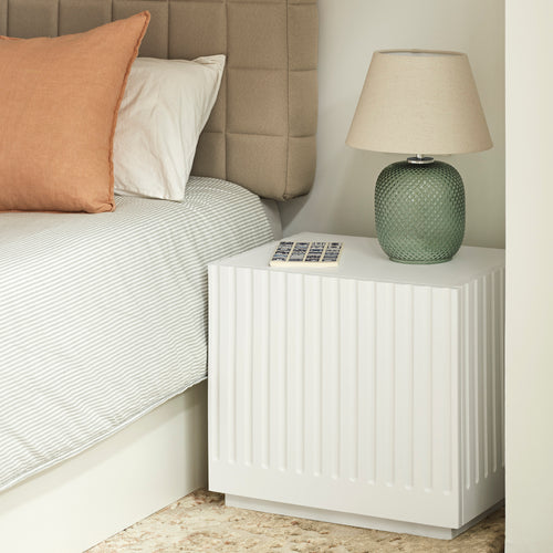 Doric - Table De Chevet - Blanc & Crème