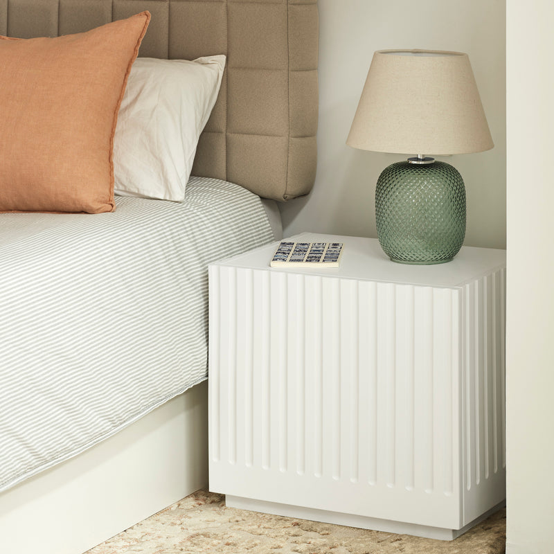 Doric - Table De Chevet - Blanc & Crème