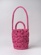 Pink Raffia Flower Bag