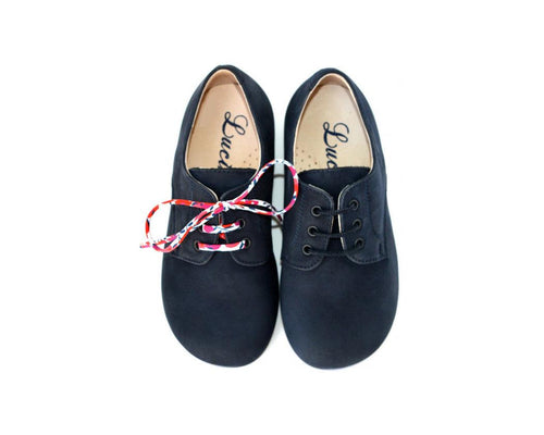 Chaussures Derbies Enfant À Lacets Gaël - Nubuck Bleu Marine - Mixte