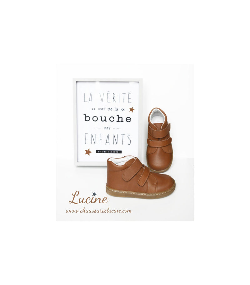 Chaussures Garçon Souples Scratch Achille - Cuir Camel - Garçon