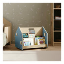 Bibliothèque Enfant Double-Face Sur Roulettes – Bleu Clair