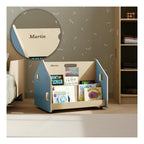 Bibliothèque Enfant Double-Face Sur Roulettes – Bleu Clair