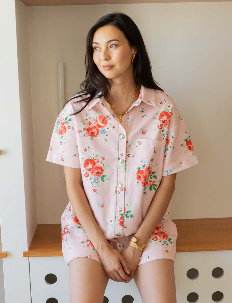 Tuta Corta Rosa Floreale Laga