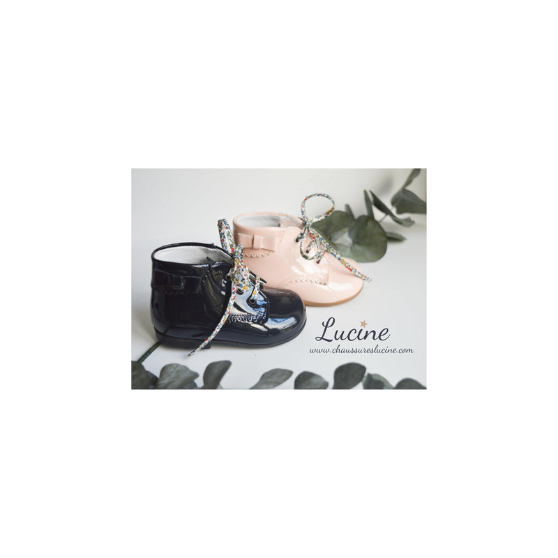 Chaussures Bottillons Souples Azylis Noeud Côté - Vernis Rose Dragée - Fille