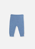 Pantalon En Laine Mélangée Rétro - Bleu Clair