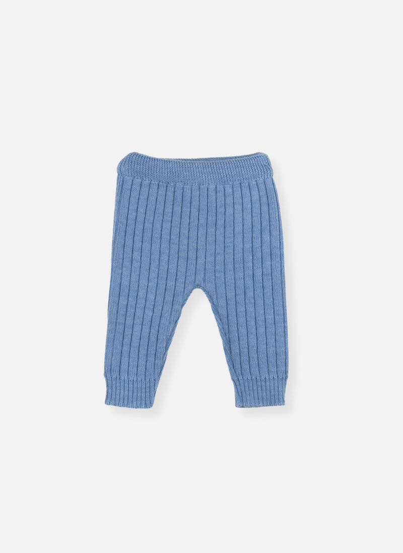 Pantalon En Laine Mélangée Rétro - Bleu Clair