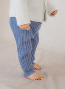 Pantalon En Laine Mélangée Rétro - Bleu Clair