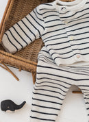 Pantalon En Laine Mélangée Petits Marins - Écru À Rayures Marines