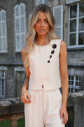 Amanda Cream - Buttoned Top