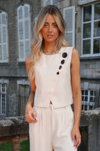 Amanda Cream - Buttoned Top