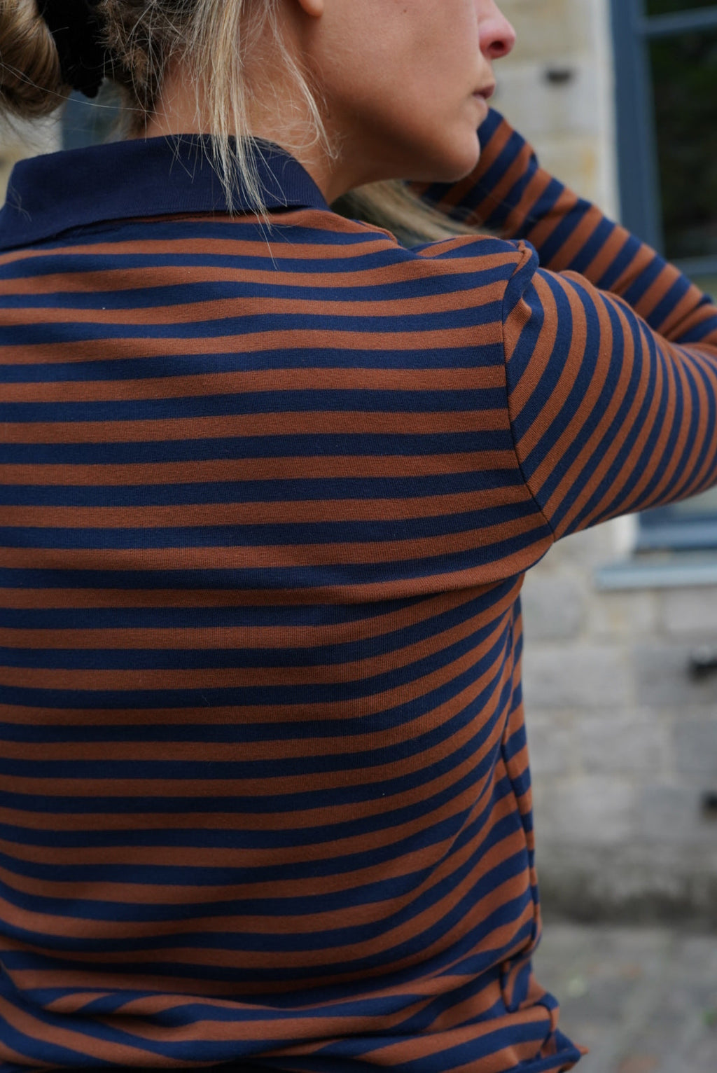 Antime Striped Polo Shirt Navy/Chocolate