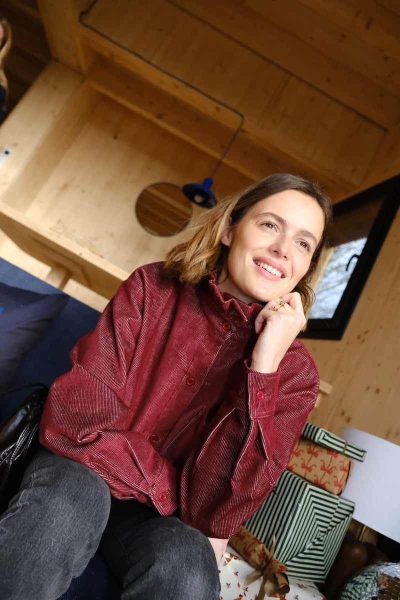 Surchemise Lou Velours Bordeaux