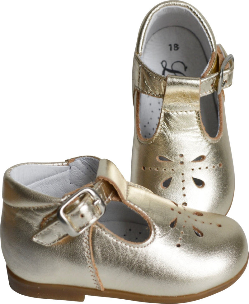 Chaussures Bottillons Salomés Souples Azylis Perfo - Cuir Or - Fille