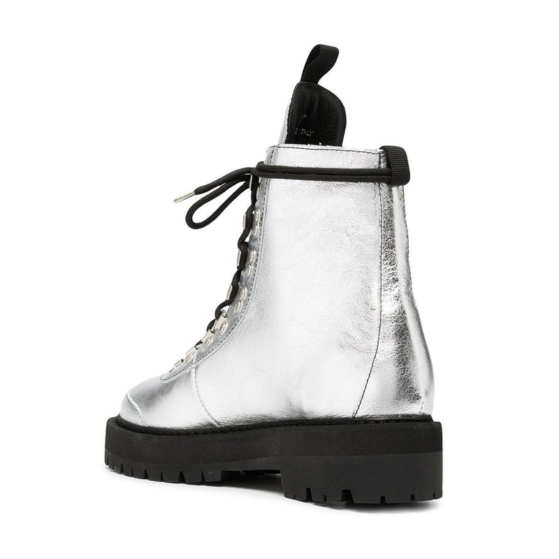 Boots Off-White Metallic Finish Ankle - Silver - Femme