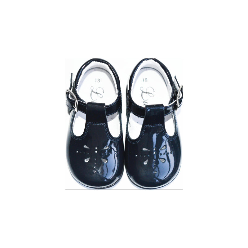 Azylis Perfo Soft Mary Jane Ankle Boots - Navy Patent Leather - Girls