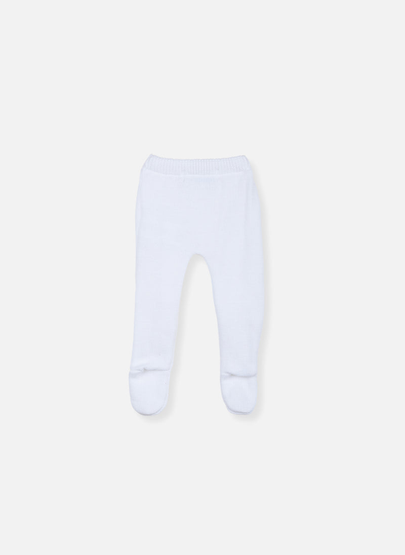 Pantalon À Pieds En Coton Petits Chats - Blanc