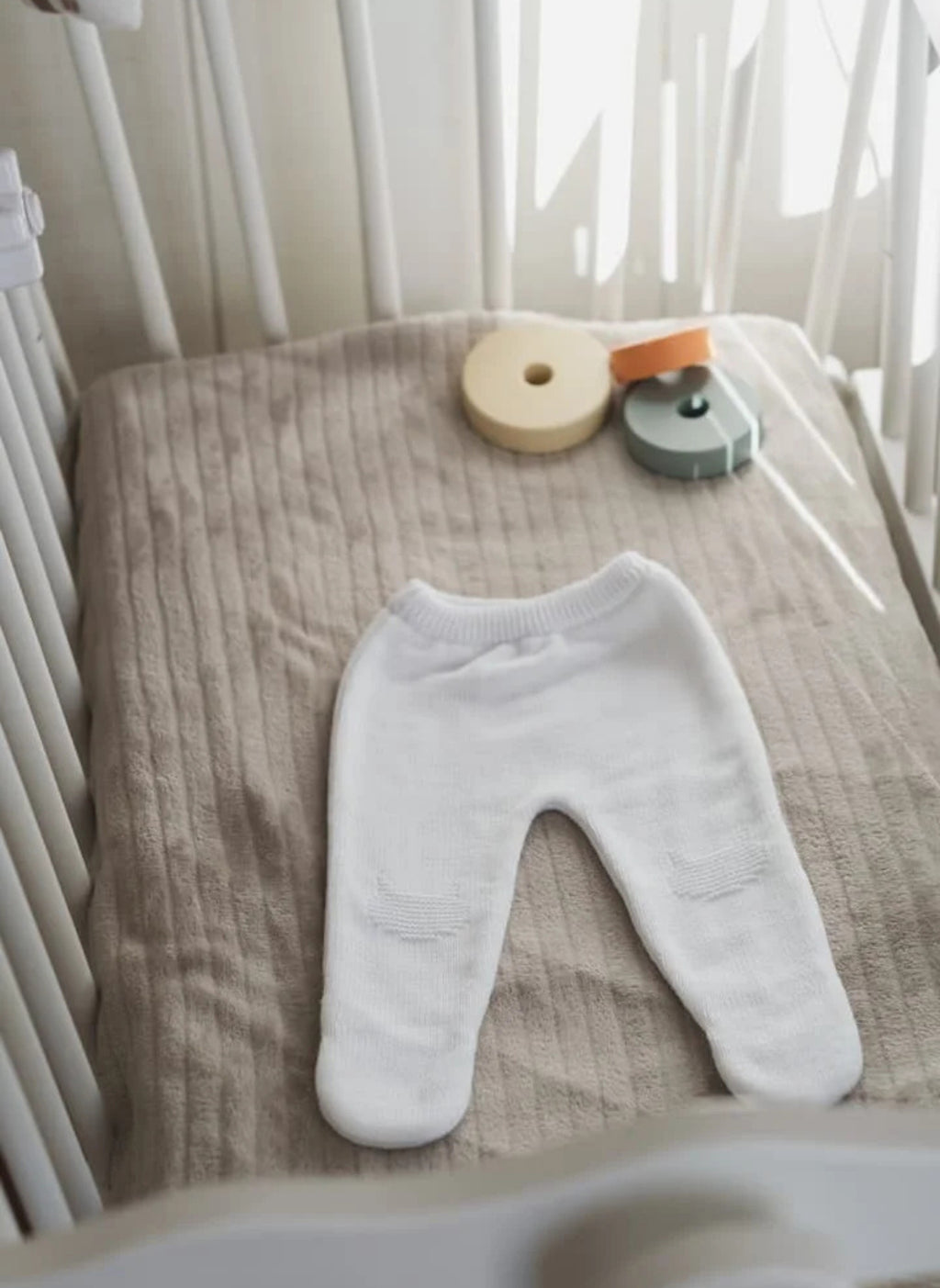 Pantalon À Pieds En Coton Petits Chats - Blanc