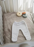 Pantalon À Pieds En Coton Petits Chats - Blanc