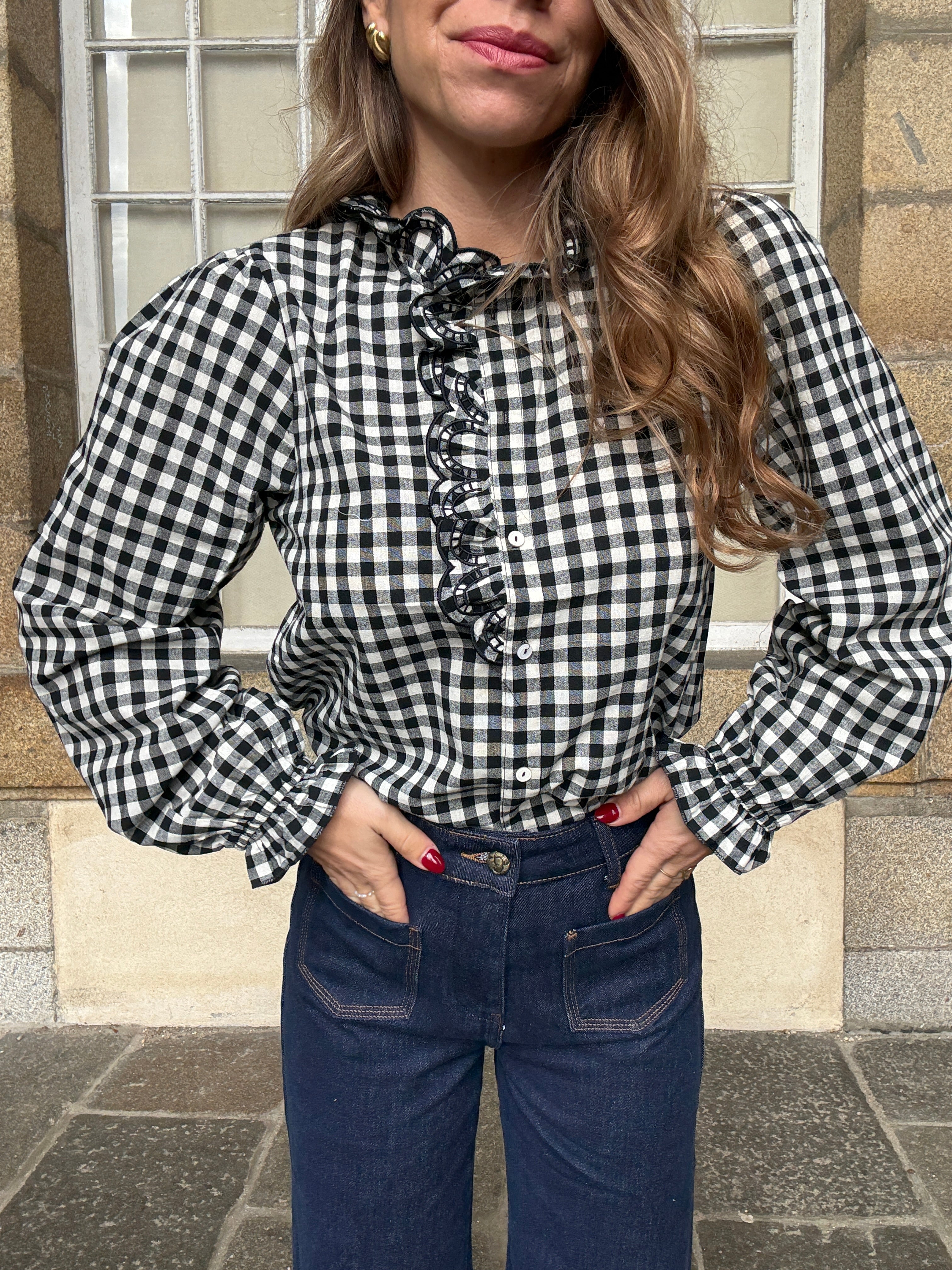 Blouse Vichy Noire Léonor