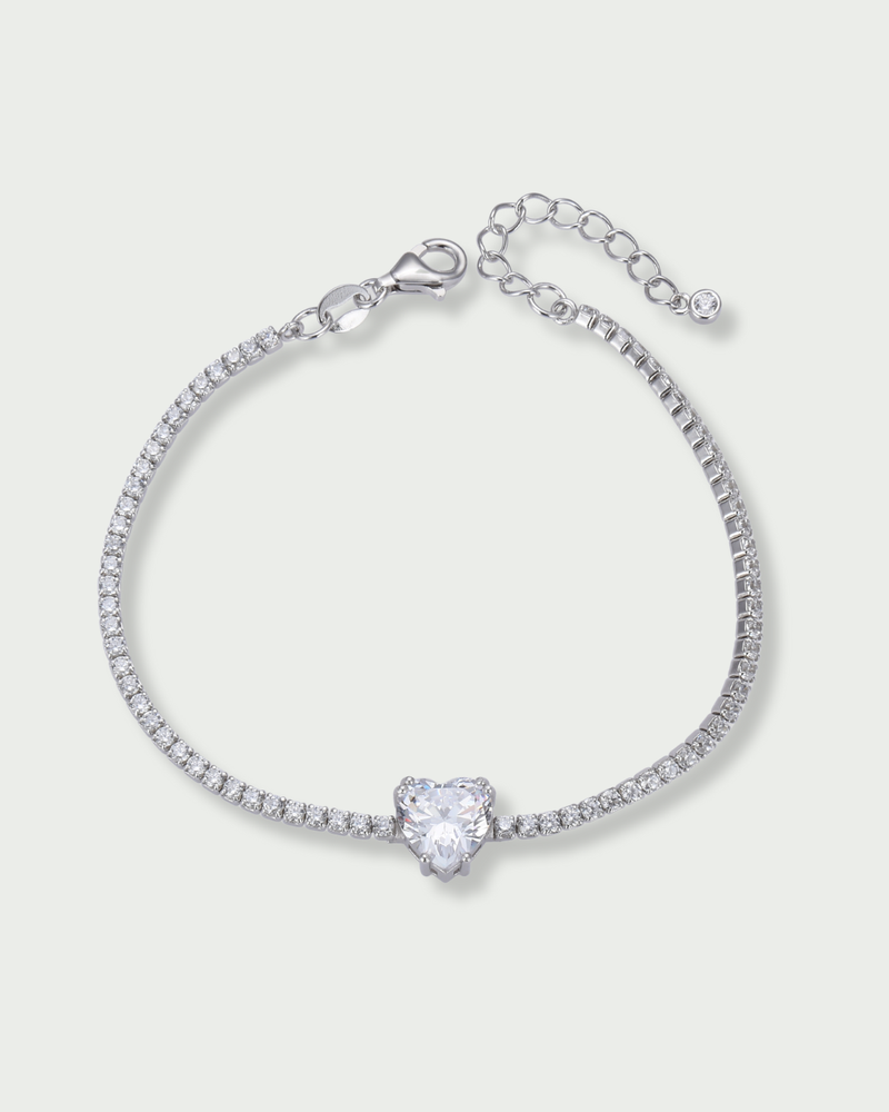 Bracelet Tennis Cœur Blanc - Blanc