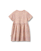Anna Short-Sleeved Jersey Dress - Magenta Heart Flowers