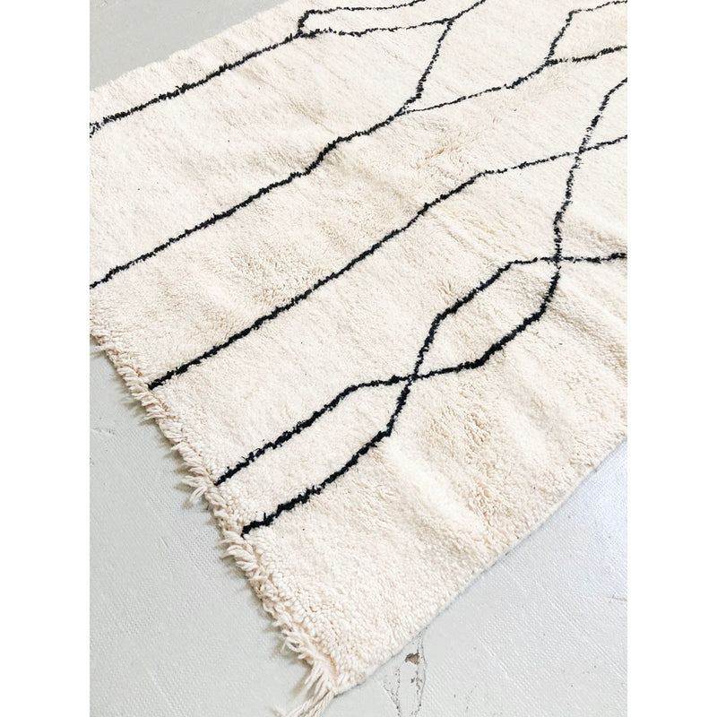 Tapis Berbère Marocain Beni Ouarain - Ecru Et Noir