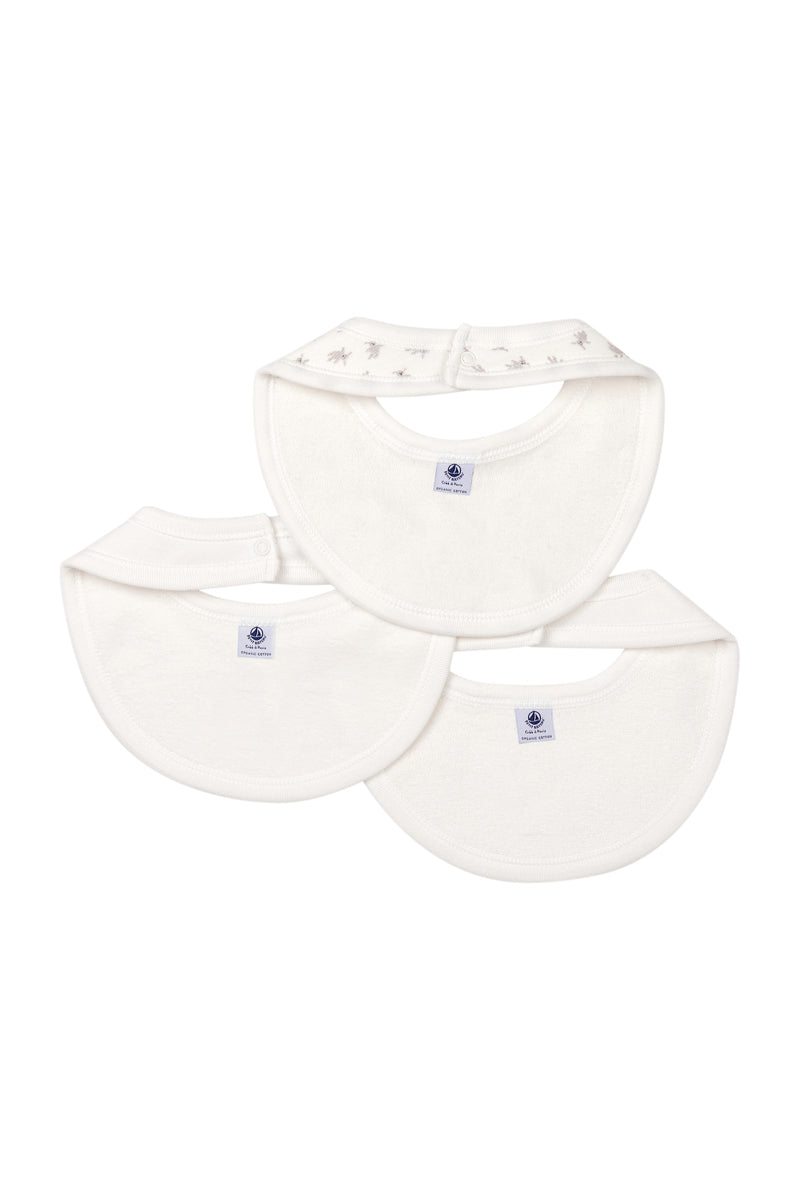 3 Organic Cotton Bibs - White - Baby