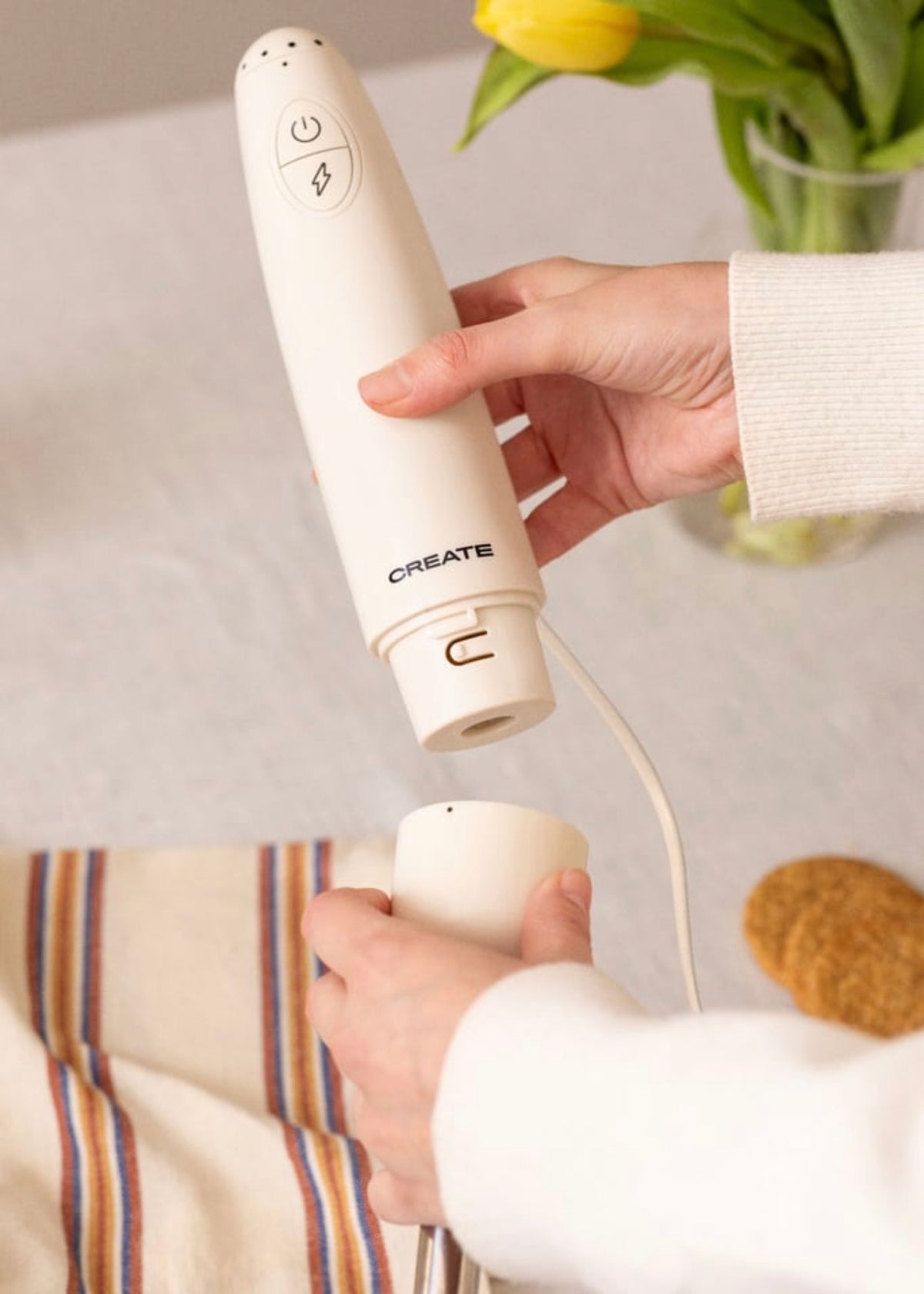Fullmix Retro - Batidora De Mano 1000W Multifunción Con Accesorios - Blanco Roto