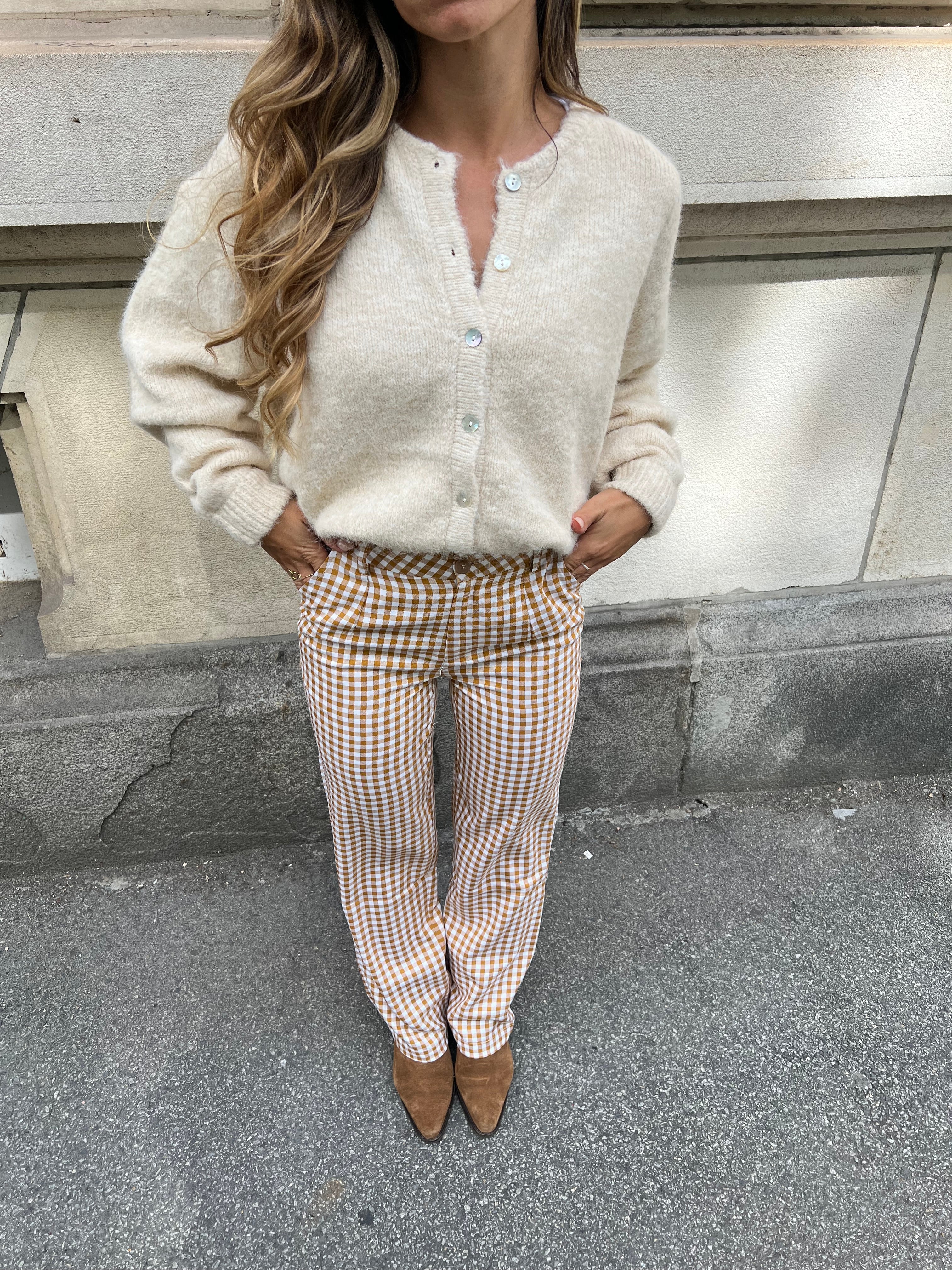 Aurora camel gingham trousers