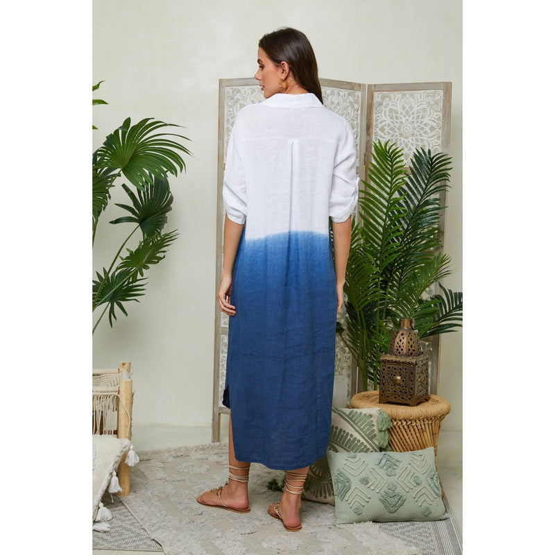 Autour Du Lin - Robe - Marine - Femme