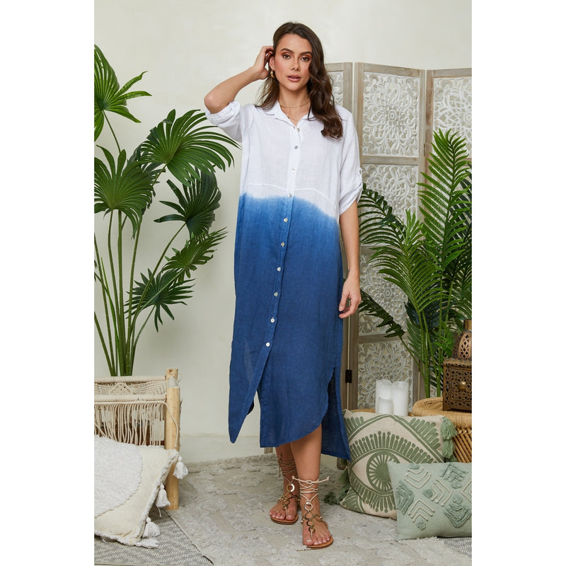 Autour Du Lin - Robe - Marine - Femme