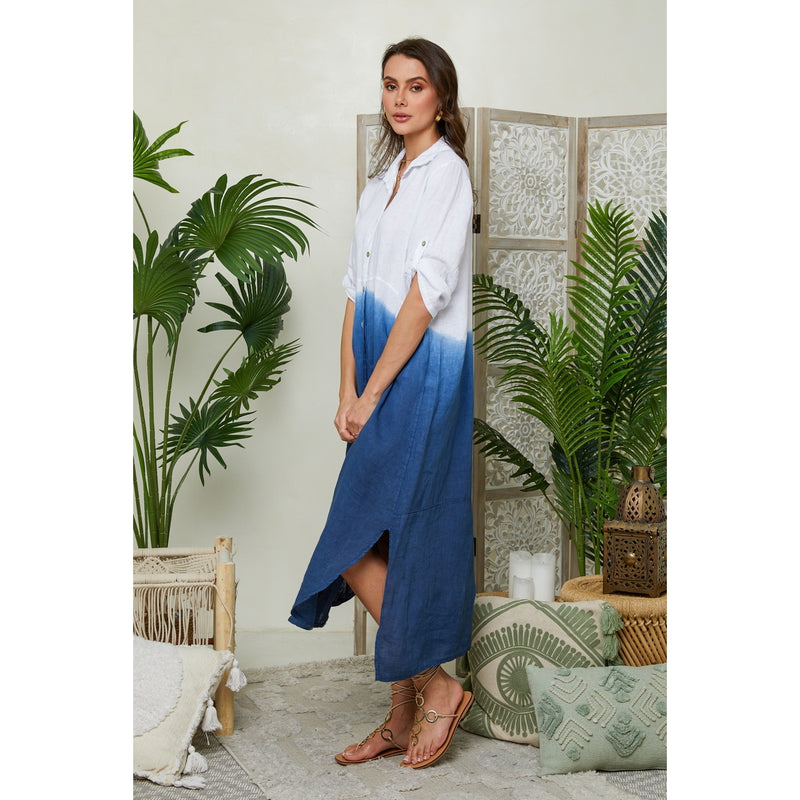 Autour Du Lin - Robe - Marine - Femme