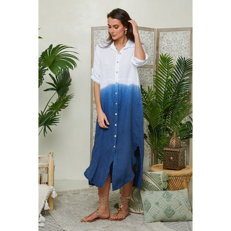 Autour Du Lin - Robe - Marine - Femme