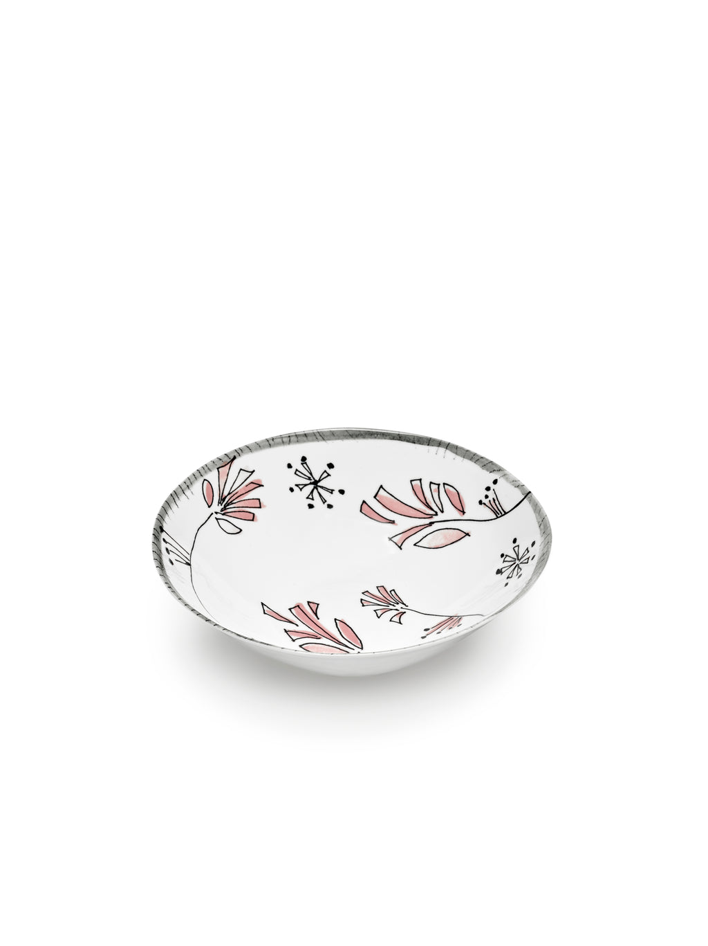 Midnight Flowers - Lot De 2 Bols Bas - L - Porcelaine Bone China - Fiore Rosa